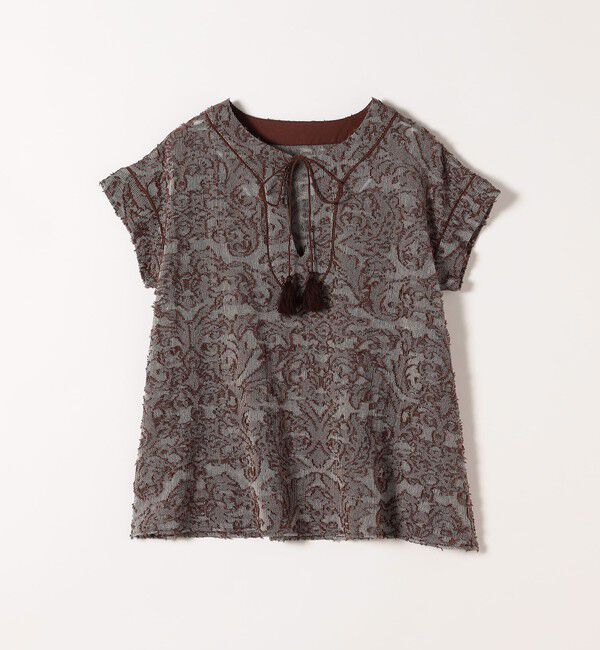 SHIPS any「《追加予約》SHIPS any:〈手洗い可能〉メッシュ ジャカード カフタン スキッパー ブラウス」|シャツ・ブラウス|