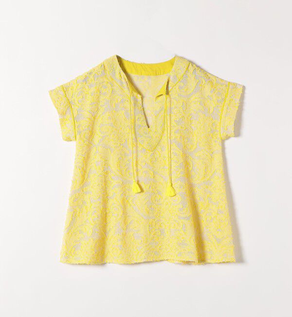 SHIPS any「《追加予約》SHIPS any:〈手洗い可能〉メッシュ ジャカード カフタン スキッパー ブラウス」|シャツ・ブラウス|