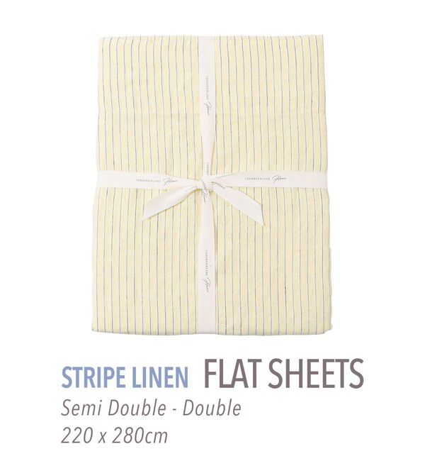 TOMORROWLAND HOME「ストライプリネン フラットシーツ（セミダブル～ダブル）」|その他|24 イエロー系