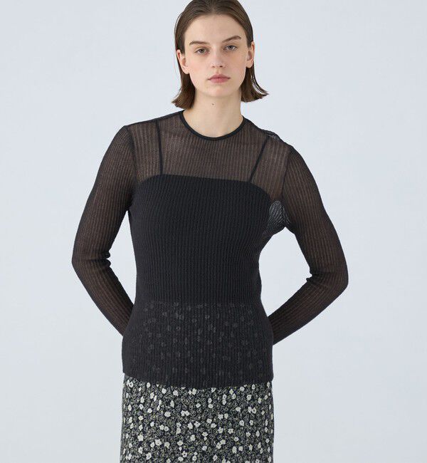 Ballsey「シアーダブルジャカード バックリボンプルオーバー」|ニット・セーター|