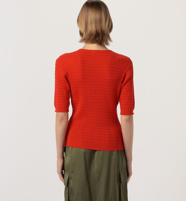 MACPHEE「コットンナイロンケーブル ハーフスリーブプルオーバー」|ニット・セーター|