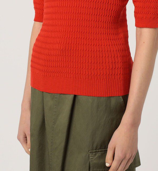 MACPHEE「コットンナイロンケーブル ハーフスリーブプルオーバー」|ニット・セーター|