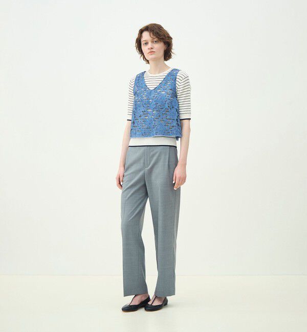 MACPHEE「コットンナイロンケーブル ハーフスリーブプルオーバー」|ニット・セーター|