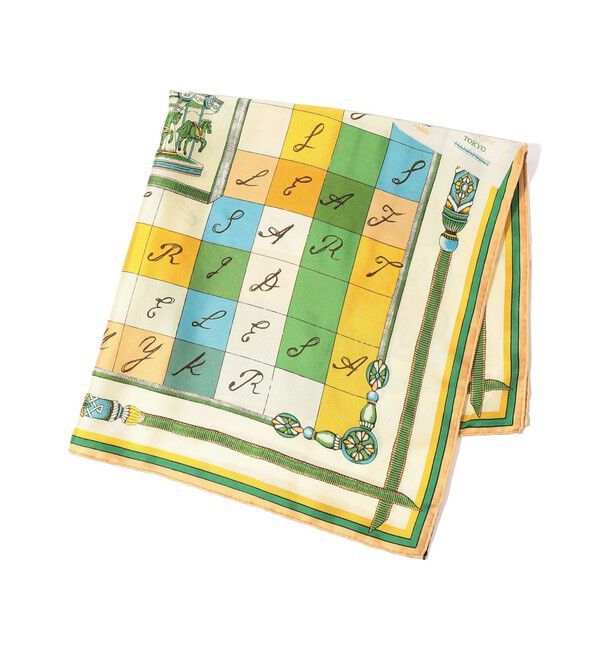TOMORROWLAND GOODS「MANIPURI CROSSWORD シルクスカーフ」|バンダナ・スカーフ|54 グリーン系