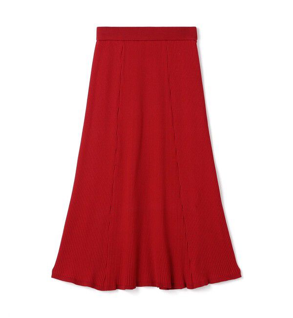 DES PRES「ウールポリエステルリブ パネルフレアスカート」|フレア|35 レッド
