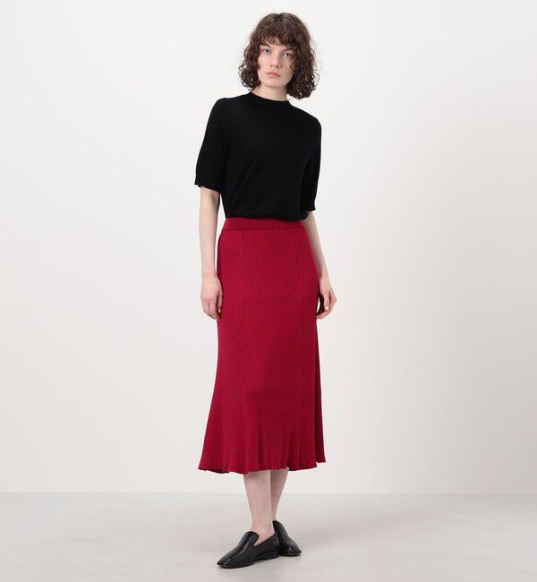 DES PRES「ウールポリエステルリブ パネルフレアスカート」|フレア|