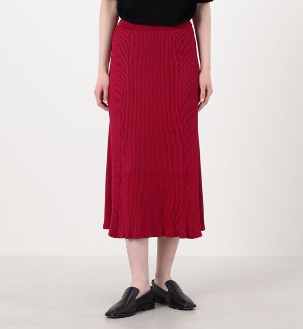 DES PRES「ウールポリエステルリブ パネルフレアスカート」|フレア|