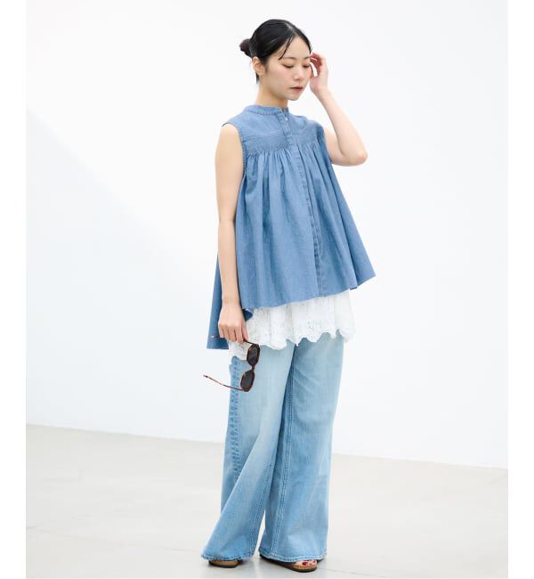 IENA「《予約》AAYUSHI/アユーシ デニムピンタックブラウス SGN070150」|シャツ・ブラウス|