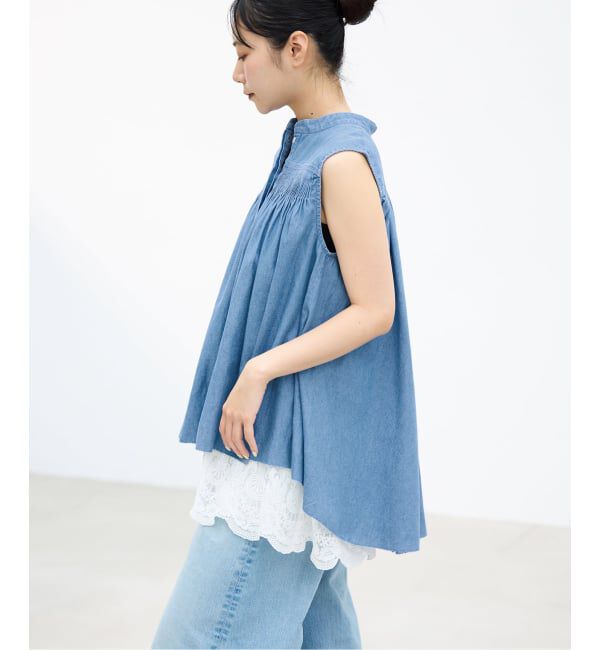 IENA「《予約》AAYUSHI/アユーシ デニムピンタックブラウス SGN070150」|シャツ・ブラウス|