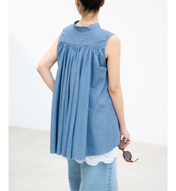 IENA「《予約》AAYUSHI/アユーシ デニムピンタックブラウス SGN070150」|シャツ・ブラウス|