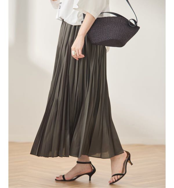 journal standard L'essage「《予約》ウォッシャブルスパンオーガンジープリーツスカート」|スカート|カーキ