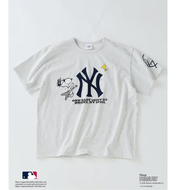 JOURNAL STANDARD relume「《追加予約》PEANUTS / ピーナッツ 別注 MLB ベースボール プリントTシャツ」|Tシャツ・カットソー|グレーA