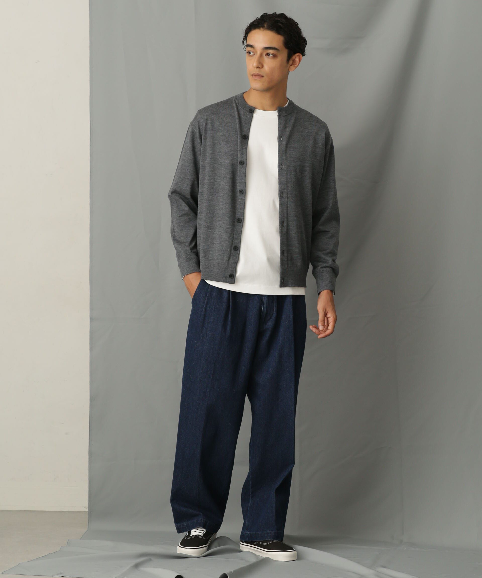 nano･universe「「毛玉レスニット」 ファインゲージクルーネックカーディガン」|ニット・セーター|