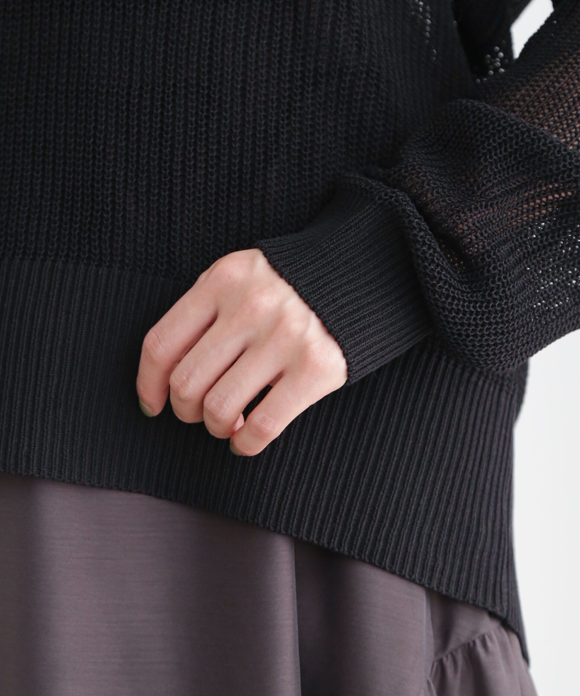 nano･universe「DeepVネックシアー畔ニット」|ニット・セーター|