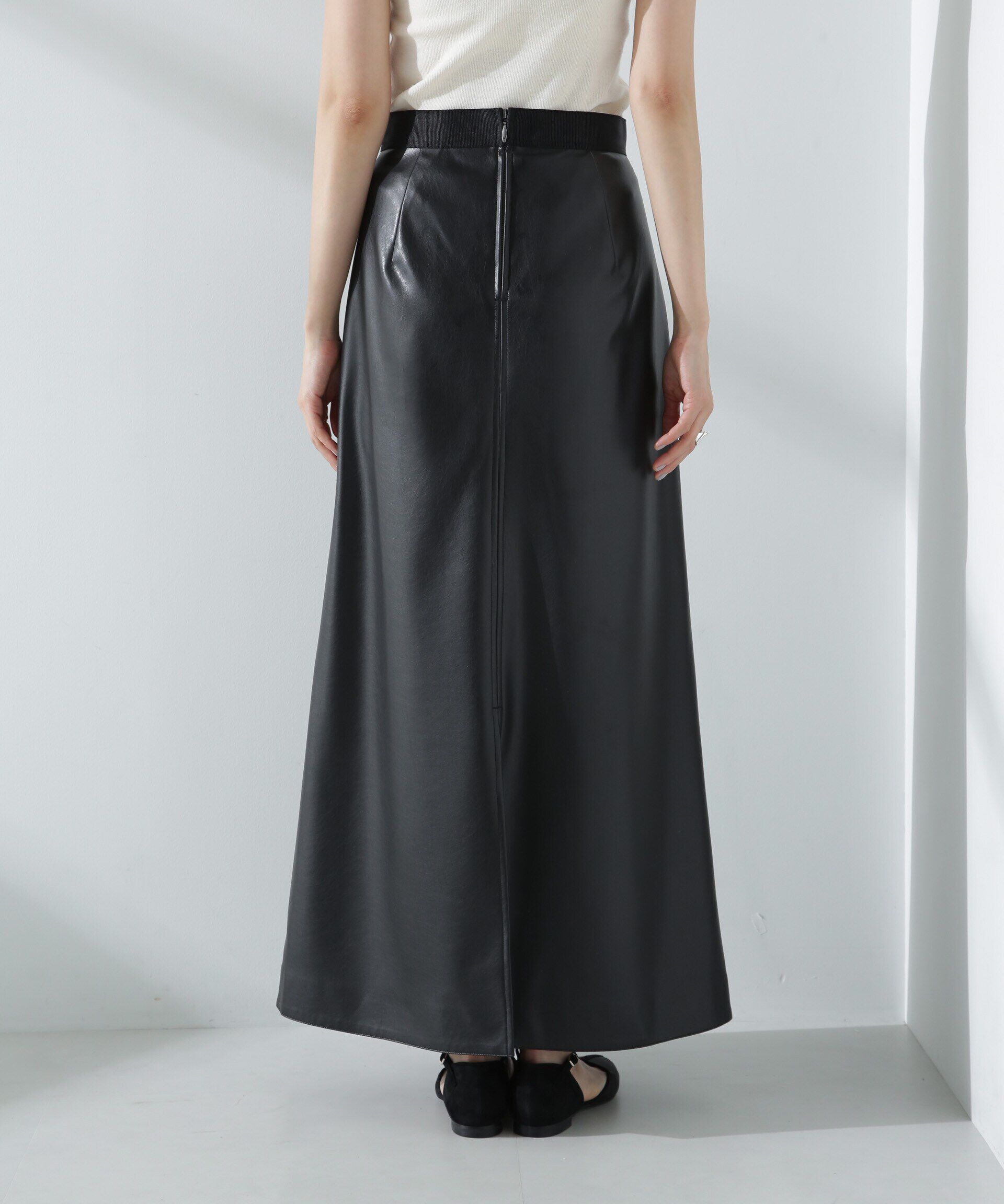 nano･universe「フェイクレザーマキシスカート」|スカート|