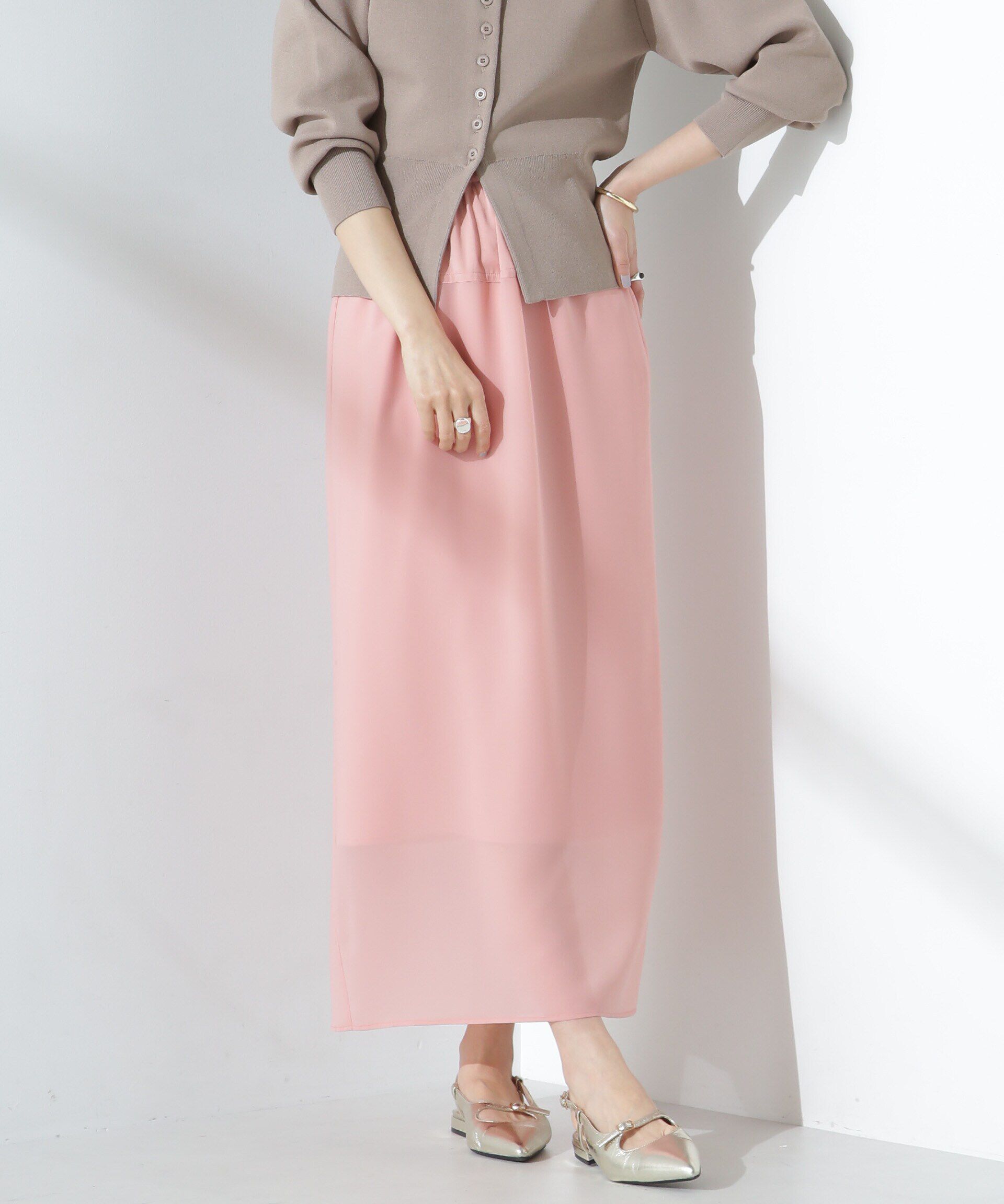 nano･universe「シアーストレッチサテン切り替えスカート」|スカート|