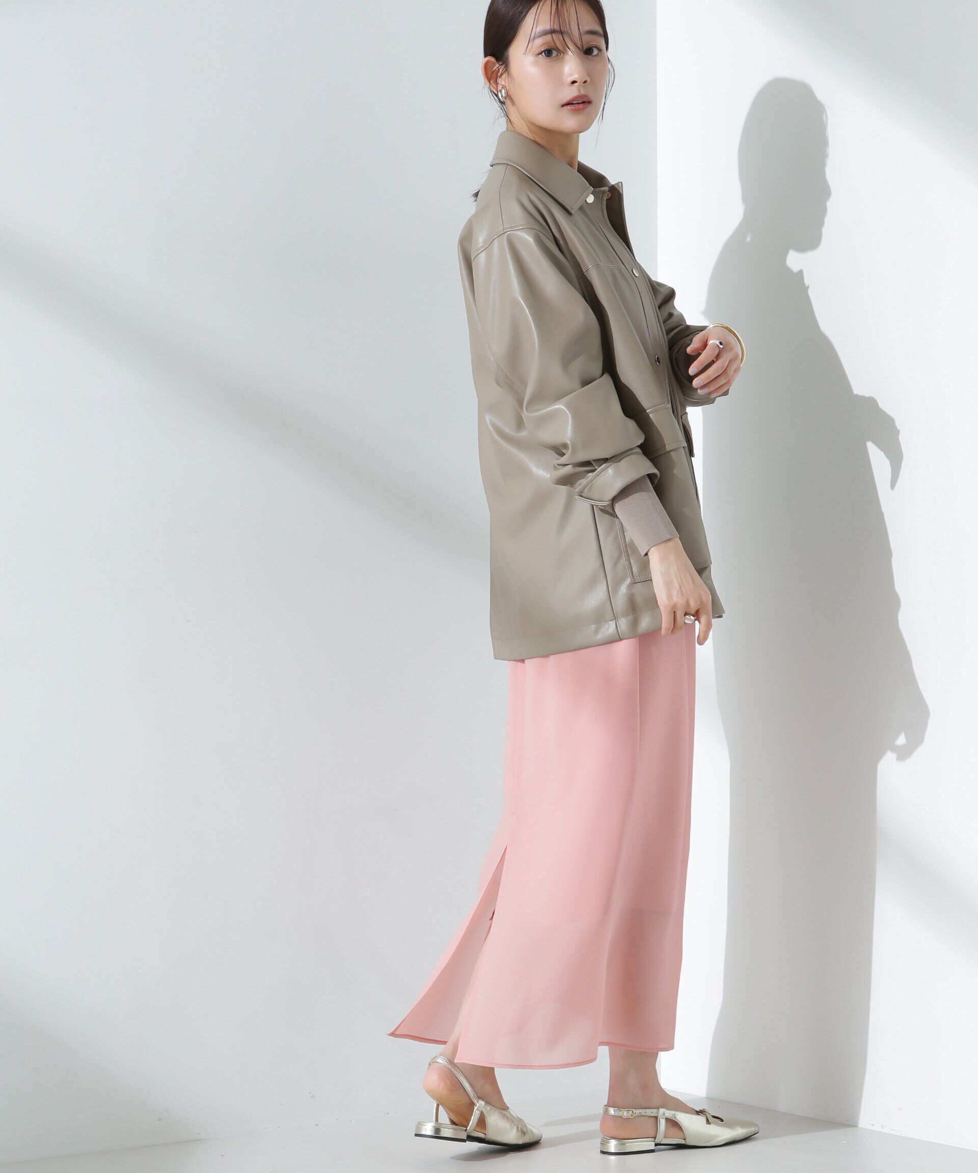 nano･universe「シアーストレッチサテン切り替えスカート」|スカート|