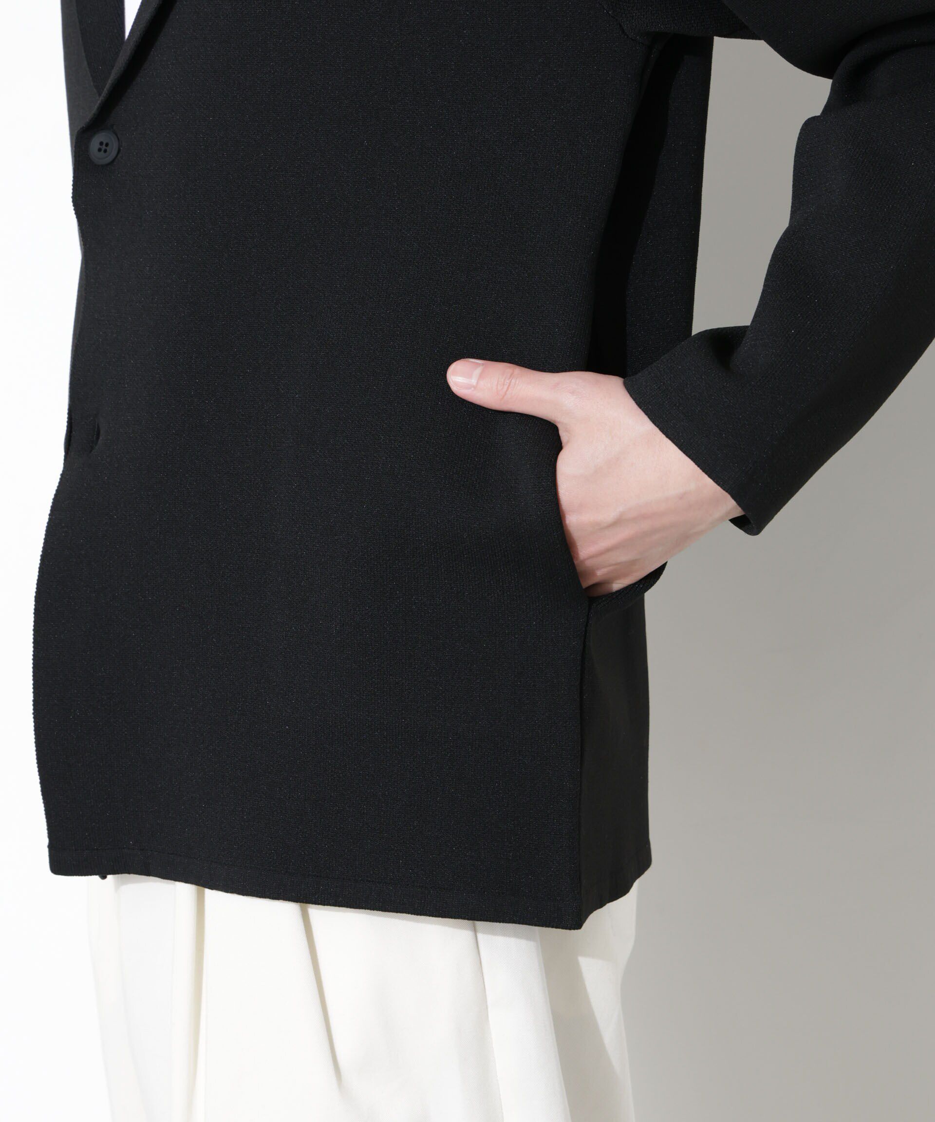 nano･universe「スポンディッシュ ミラノリブ テーラードジャケット」|ニット・セーター|