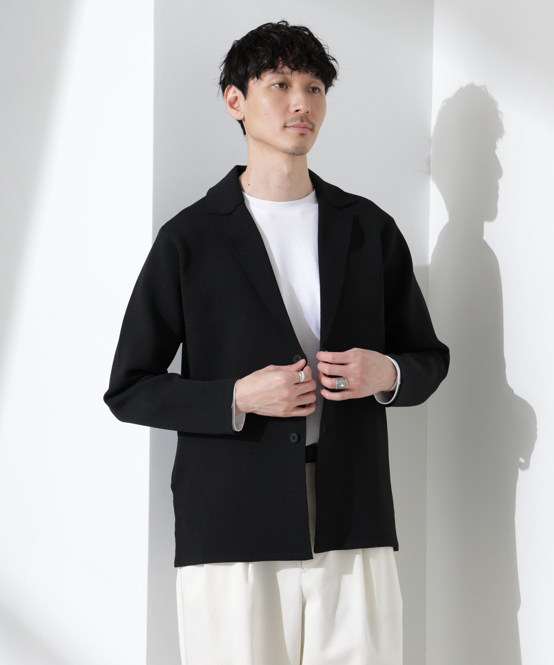nano･universe「スポンディッシュ ミラノリブ テーラードジャケット」|ニット・セーター|