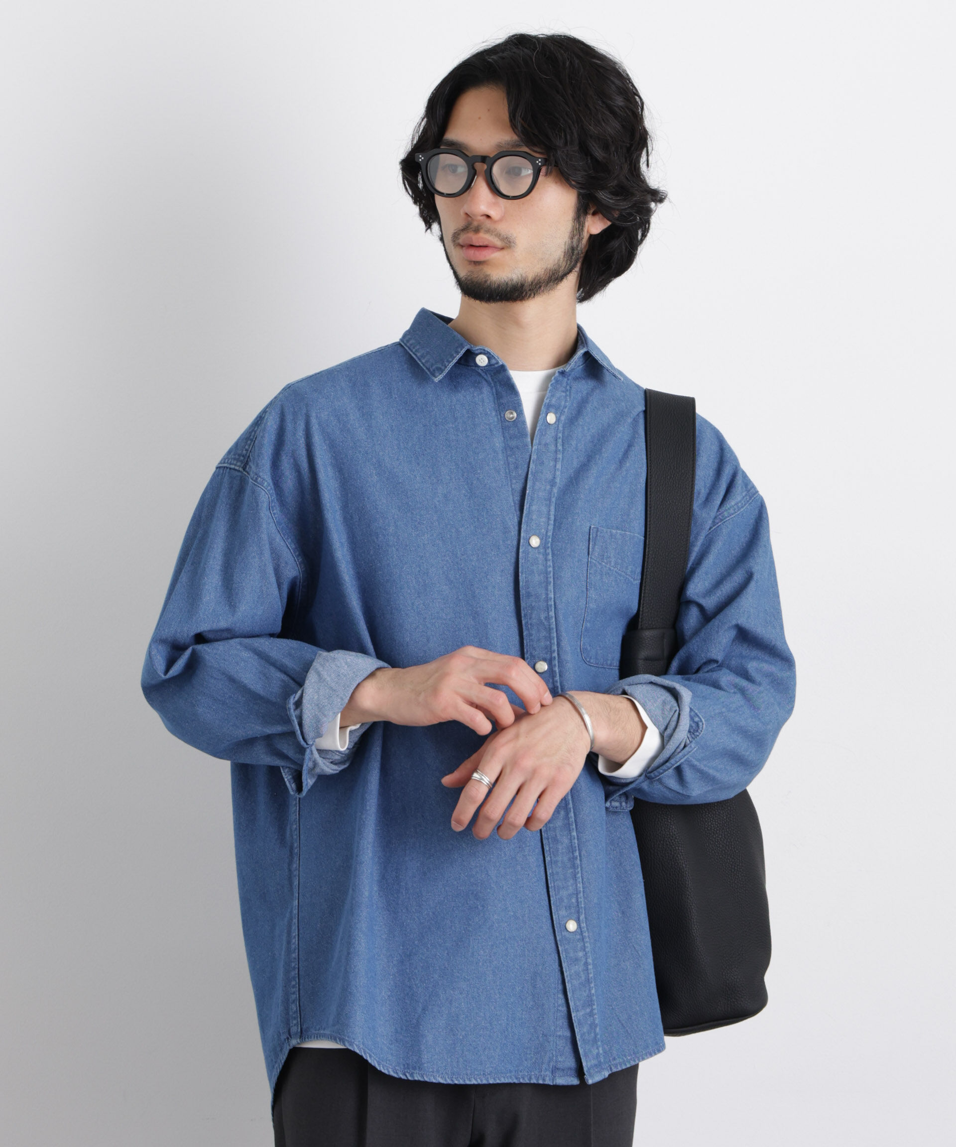 nano･universe「6.5oz リラックスデニムシャツ 長袖」|シャツ・ブラウス|ブルー