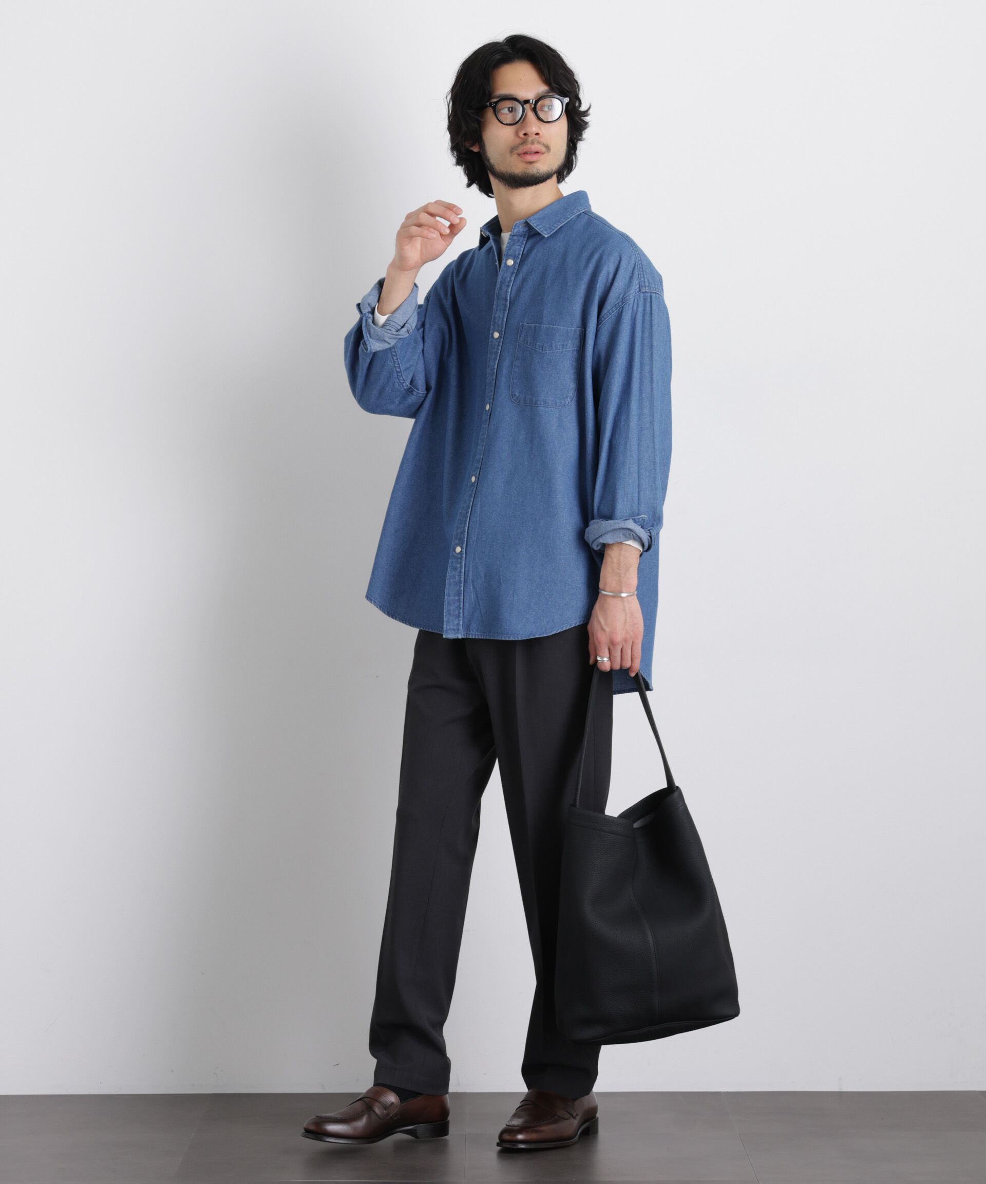 nano･universe「6.5oz リラックスデニムシャツ 長袖」|シャツ・ブラウス|