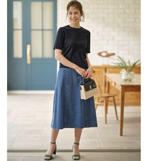 組曲「【ストレッチ】ミッドデニム フレアスカート」|スカート|