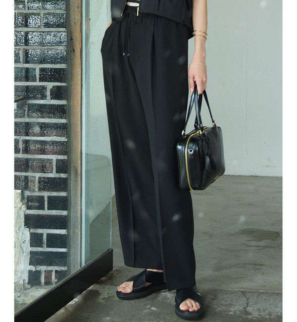 23区「【Oggi掲載/接触冷感/UVカット/吸水速乾】ストレッチジョーゼット ワイド パンツ」|その他|ブラック系