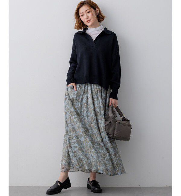 23区「Ericaキャラコ ペイズリープリント フレア スカート」|スカート|