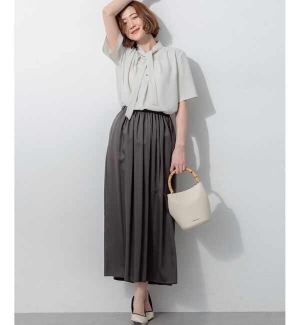 23区「シルキーサテン ギャザースカート」|スカート|