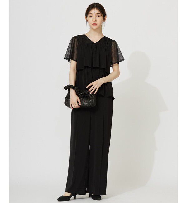 any SiS「【洗える】ティアードトップス&times;ワイドパンツSET」|スーツ|