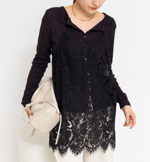 NOLLEY'S「ウォッシャブルレースビスチェ」|キャミソール|ブラック