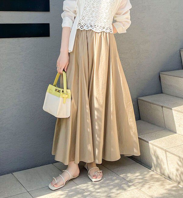 NOLLEY'S sophi「ウォッシャブルシアーボリュームフレアロングスカート」|フレア|キャメル