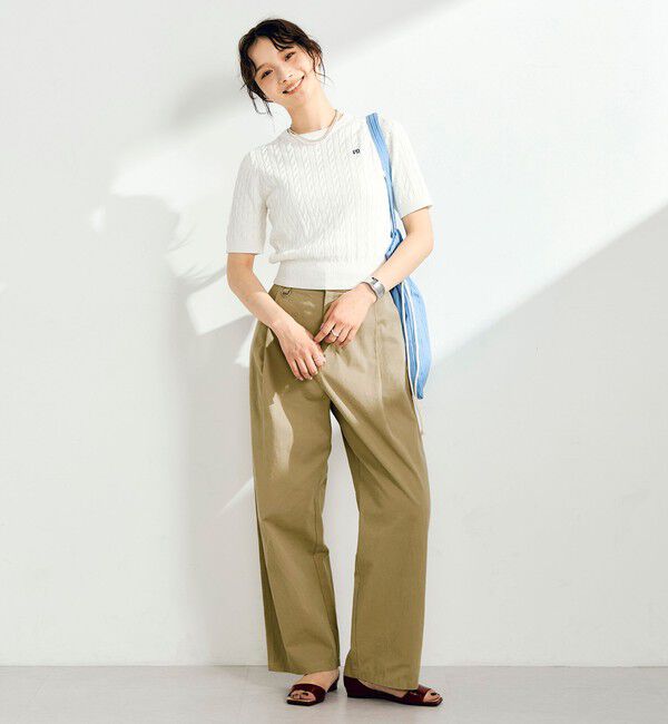 fredy emue「【WEB限定/大人気シリーズ】FR刺しゅうケーブル柄半袖プルオーバーニット」|ニット・セーター|