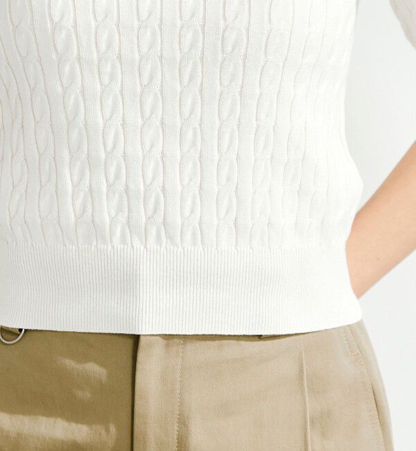 fredy emue「【WEB限定/大人気シリーズ】FR刺しゅうケーブル柄半袖プルオーバーニット」|ニット・セーター|