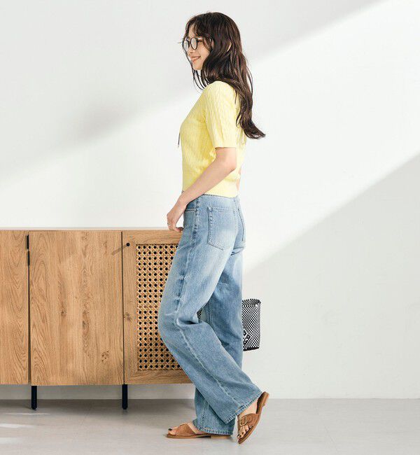 fredy emue「【WEB限定/大人気シリーズ】FR刺しゅうケーブル柄半袖プルオーバーニット」|ニット・セーター|