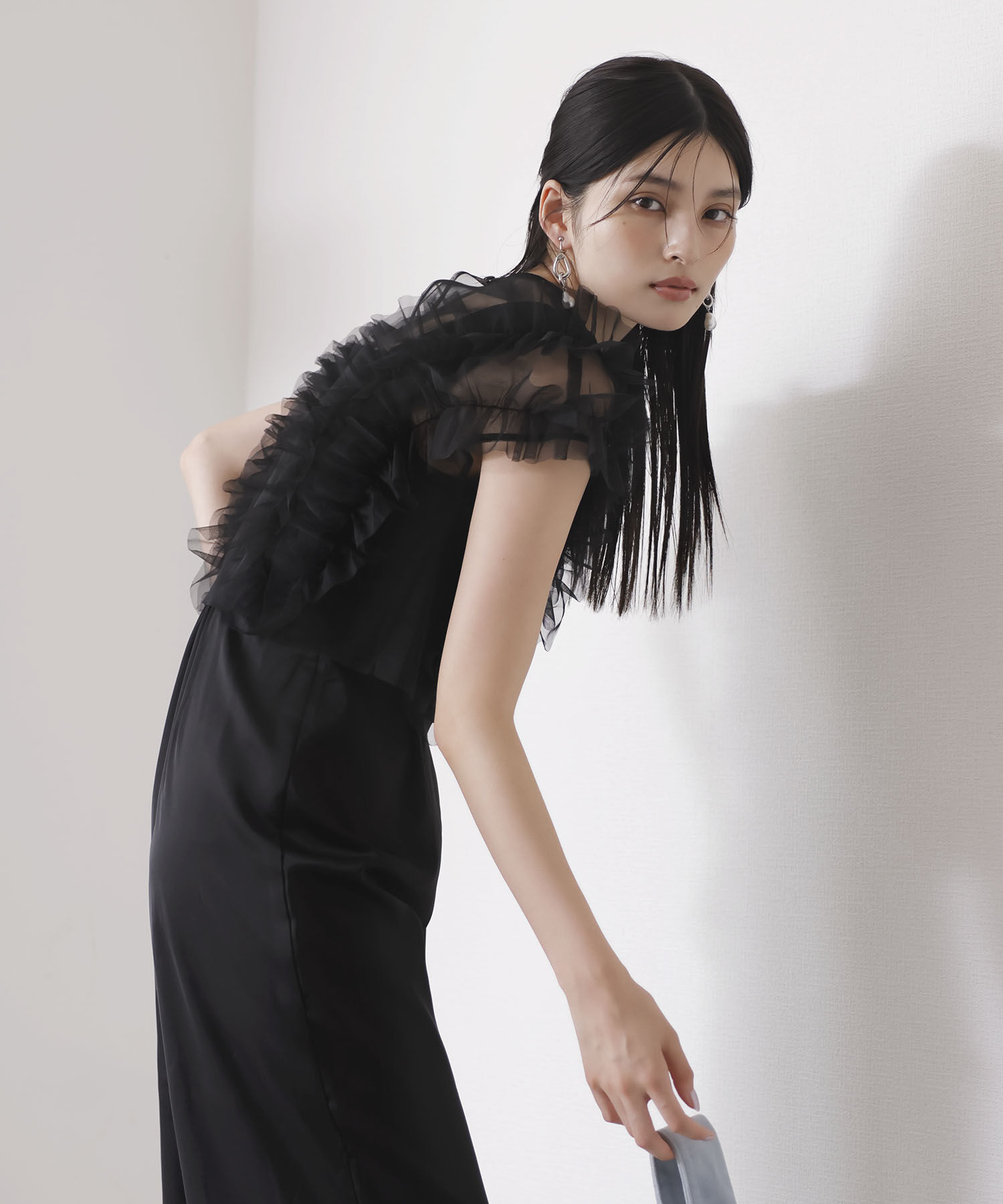 VIS「【VISDRESS】チュールフリルセットオールインワン【低身長向けサイズ有】」|オールインワン|