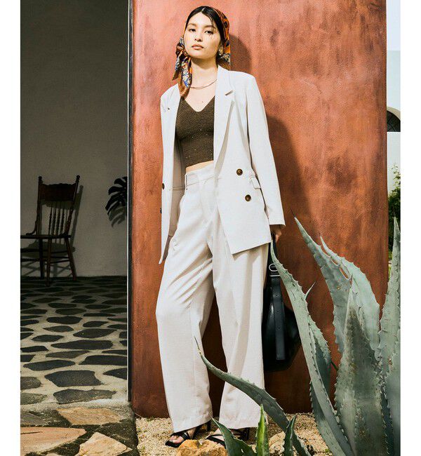 VIS「美easyリネンライクワイドパンツ/イージーケア・接触冷感・セットアップ対応」|スラックス|