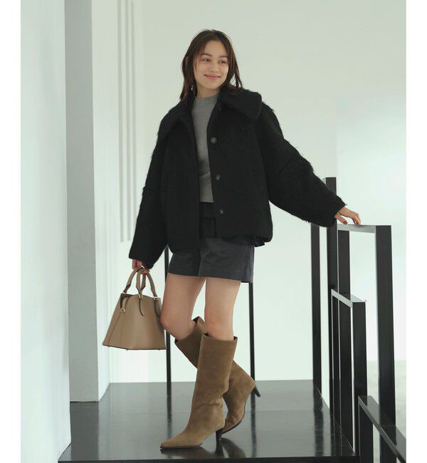 VIS「【アウター総選挙1位】ビッグカラーモモンガシャギーショートコート」|ブルゾン・スタジャン|