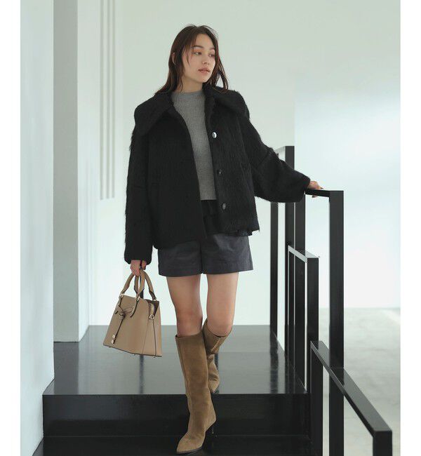 VIS「【アウター総選挙1位】ビッグカラーモモンガシャギーショートコート」|ブルゾン・スタジャン|