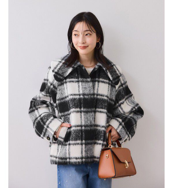 VIS「【アウター総選挙1位】ビッグカラーモモンガシャギーショートコート」|ブルゾン・スタジャン|