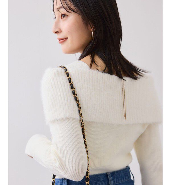 VIS「フェザーヤーンオフショルもちもちリブニット/イージーケア」|ニット・セーター|