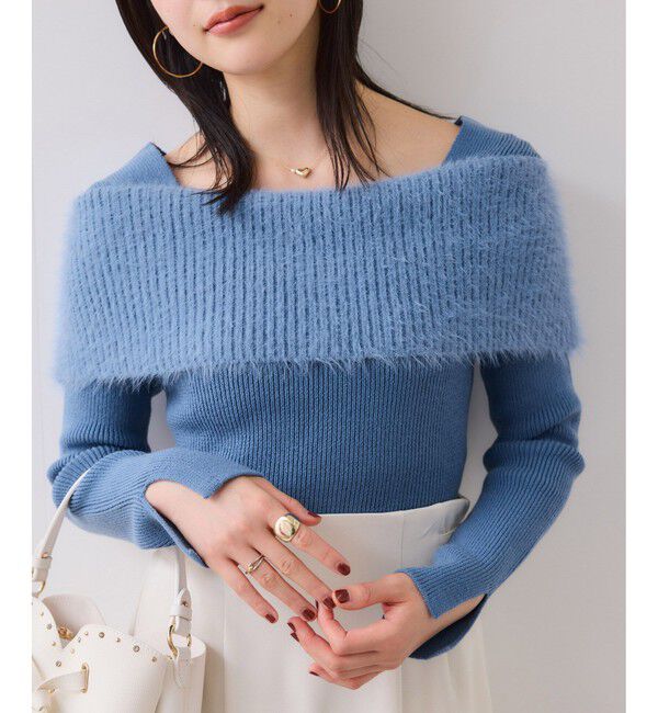 VIS「フェザーヤーンオフショルもちもちリブニット/イージーケア」|ニット・セーター|