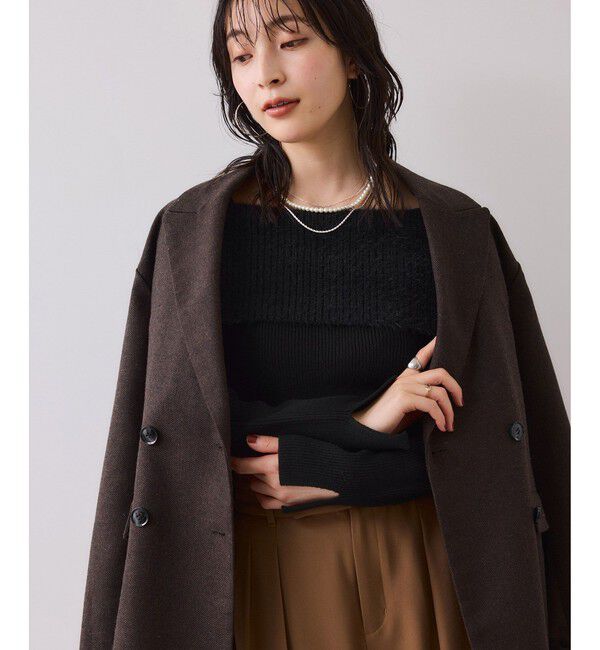 VIS「フェザーヤーンオフショルもちもちリブニット/イージーケア」|ニット・セーター|