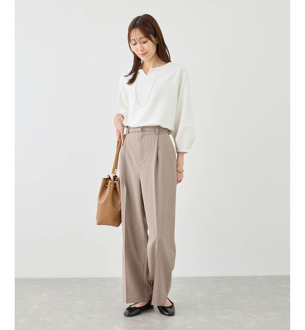 Rope&rsquo;Picnic「ランタンスリーブリップルカットトップス」|Tシャツ・カットソー|