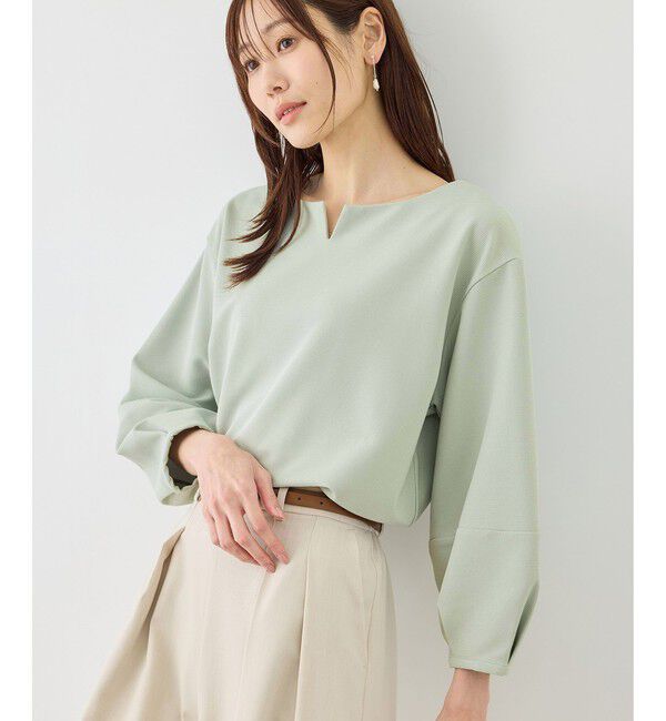 Rope&rsquo;Picnic「ランタンスリーブリップルカットトップス」|Tシャツ・カットソー|ライトグリン(33)