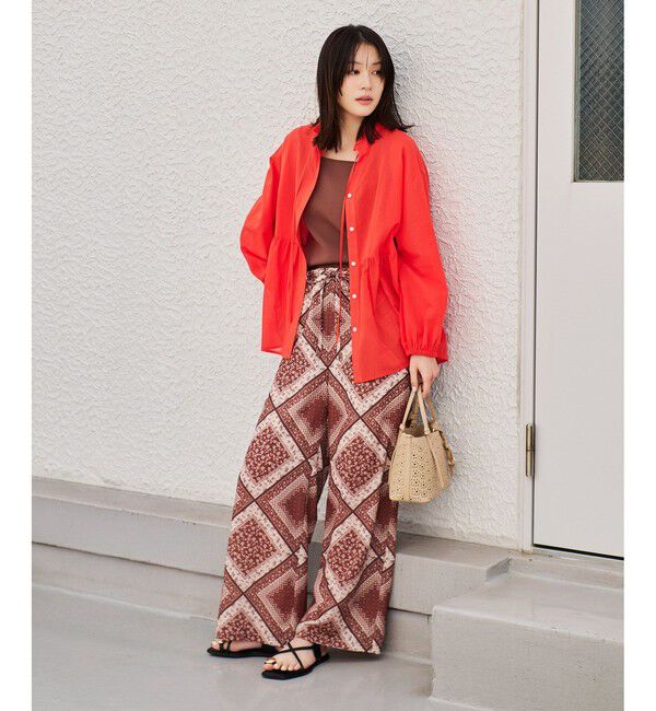 Rope&rsquo;Picnic「お着軽シャツシリーズ フリルカラーシアーペプラムブラウス/接触冷感・通気性」|シャツ・ブラウス|