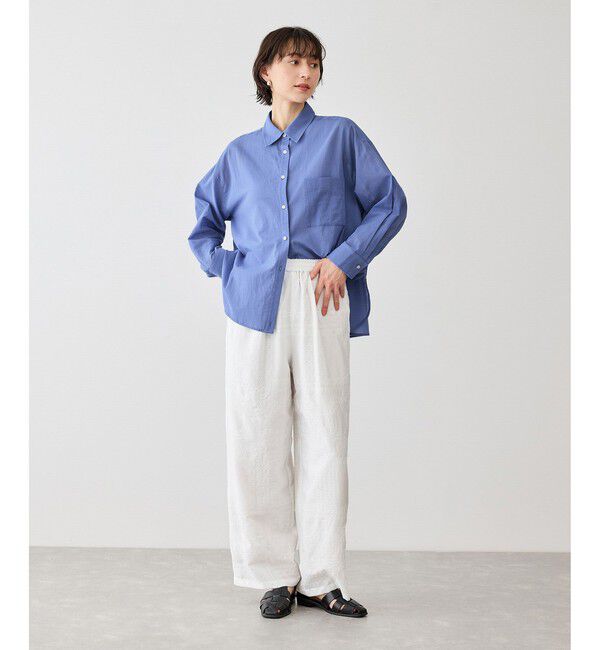 Rope&rsquo;Picnic「お着軽シャツシリーズ 無地・ストライプ 2WAYシアーブラウス/接触冷感・通気性」|シャツ・ブラウス|
