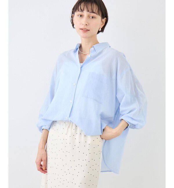 Rope&rsquo;Picnic「お着軽シャツシリーズ 無地・ストライプ 2WAYシアーブラウス/接触冷感・通気性」|シャツ・ブラウス|