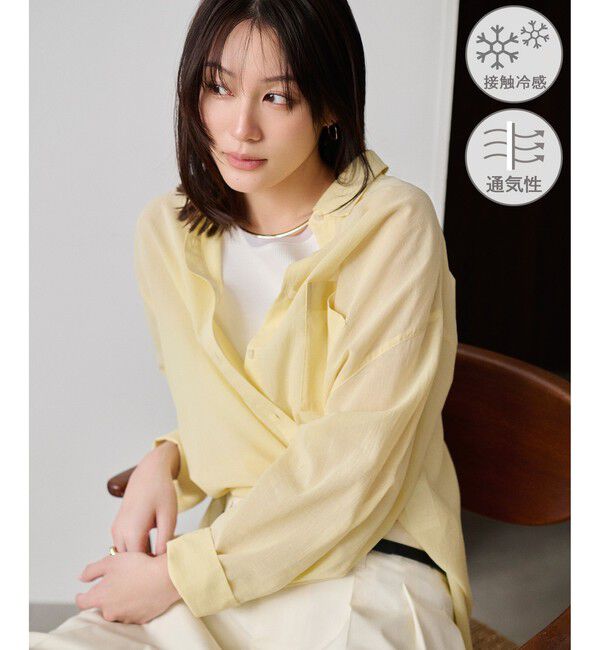 Rope&rsquo;Picnic「お着軽シャツシリーズ 無地・ストライプ 2WAYシアーブラウス/接触冷感・通気性」|シャツ・ブラウス|イエロー(80)