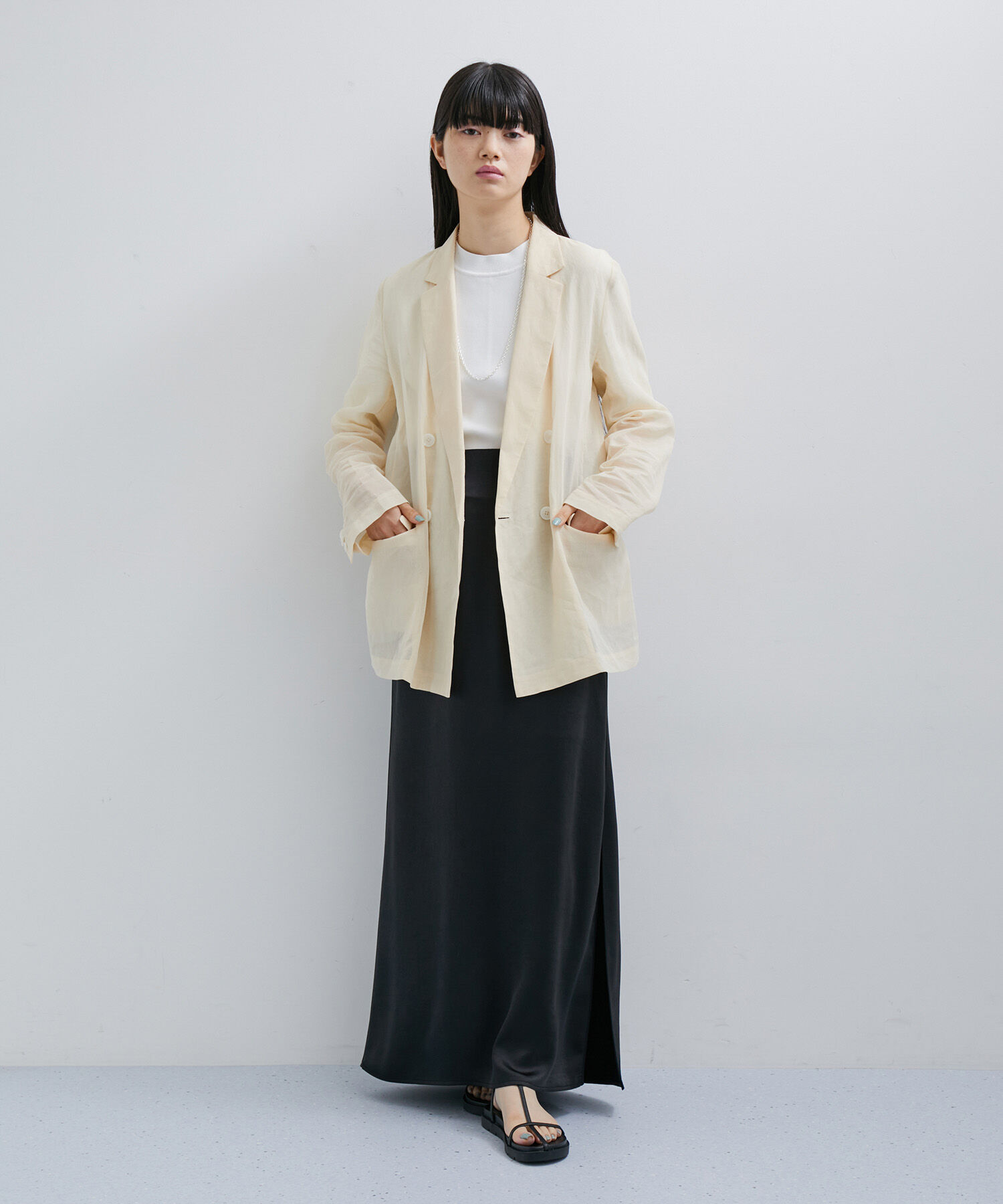 ADAM ET ROPE'「スリットサテンマーメイドスカート」|スカート|